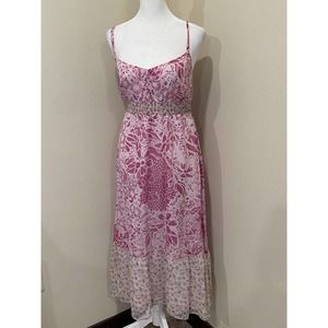 Maeve anthropologie dress Size 4 Pink Floral Spaghetti Strap Midi NWT